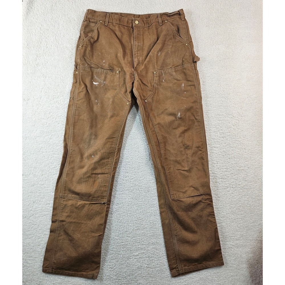 Carhartt B01 BRN Double Knee Work Pants Mens 40x36 Brown Duck Canvas Workwear